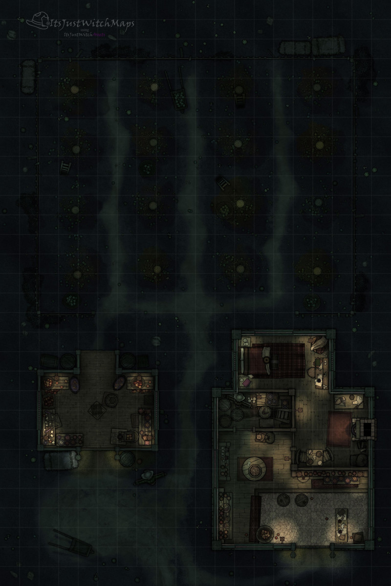 Free Apple Orchard Battlemap 20x30 Day/Night, Autumn, Basic, Horror Versions
