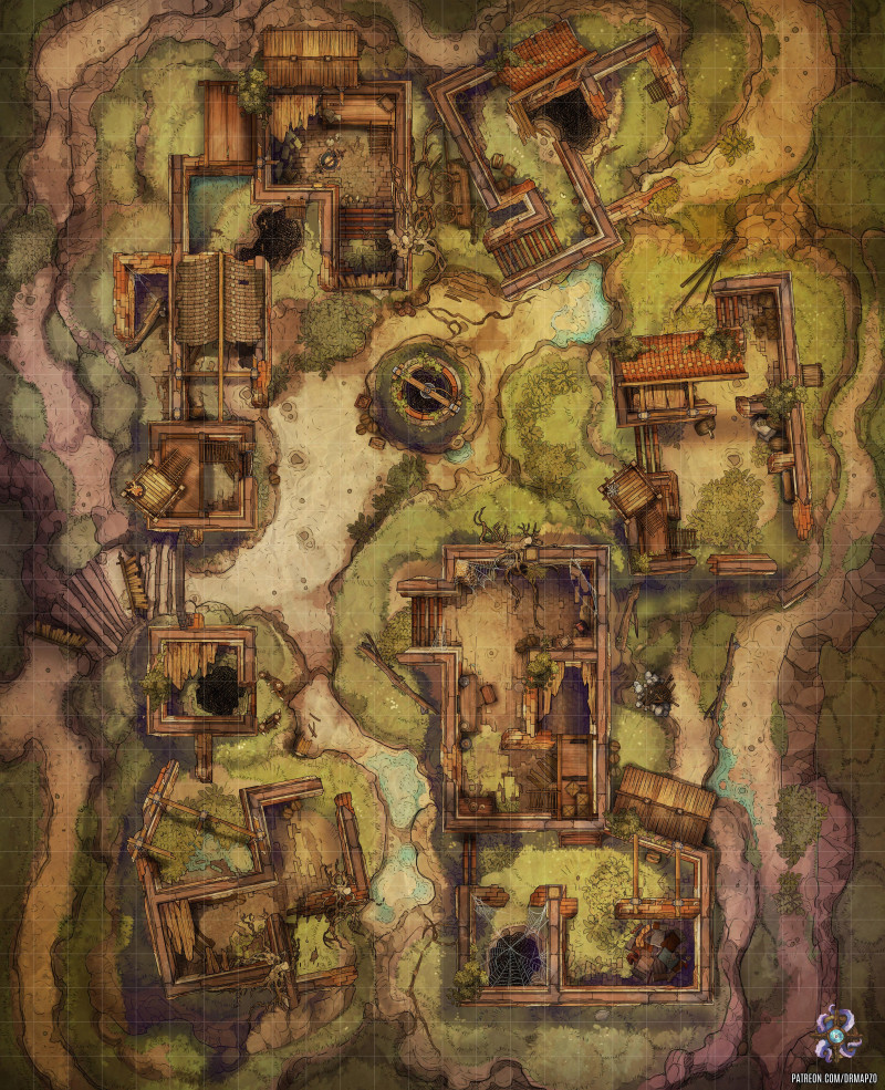 Deserted Village Battle Map 26x32