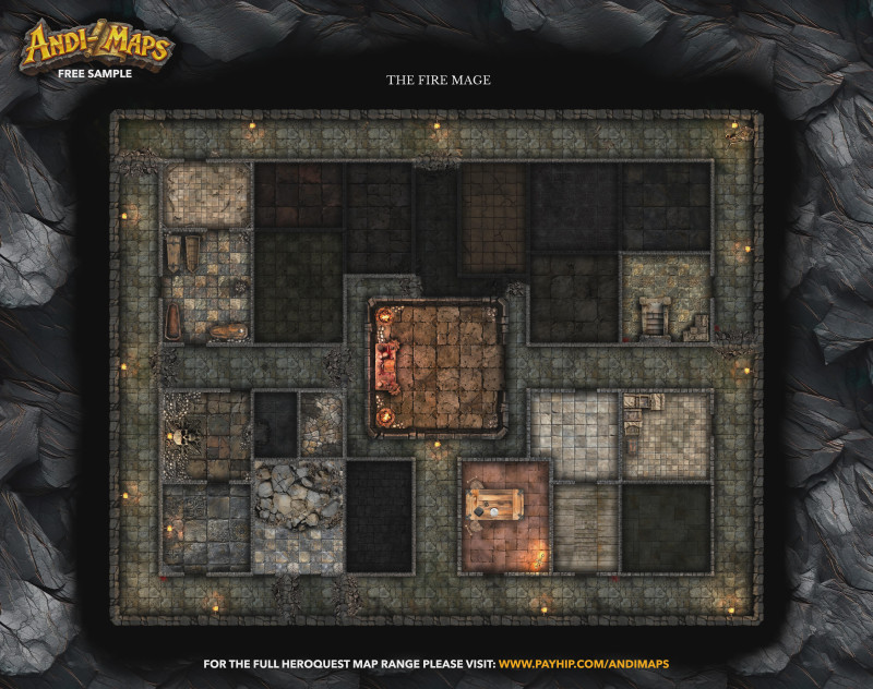 HeroQuest - The Fire mage -  Free 8K dungeon map