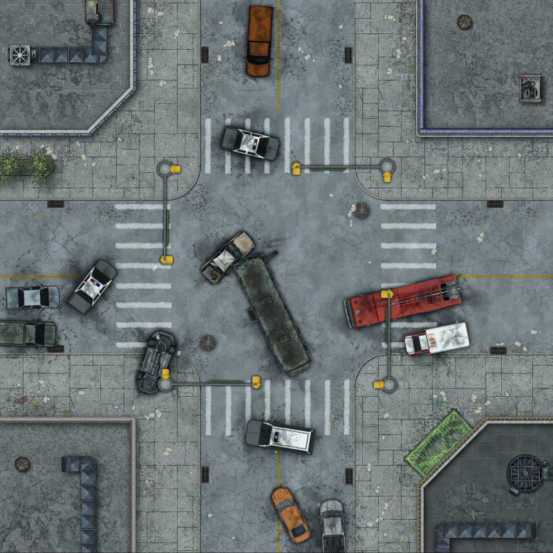 Postcards from the Zombie Apocalypse - Main Street Intersection (2 versions)