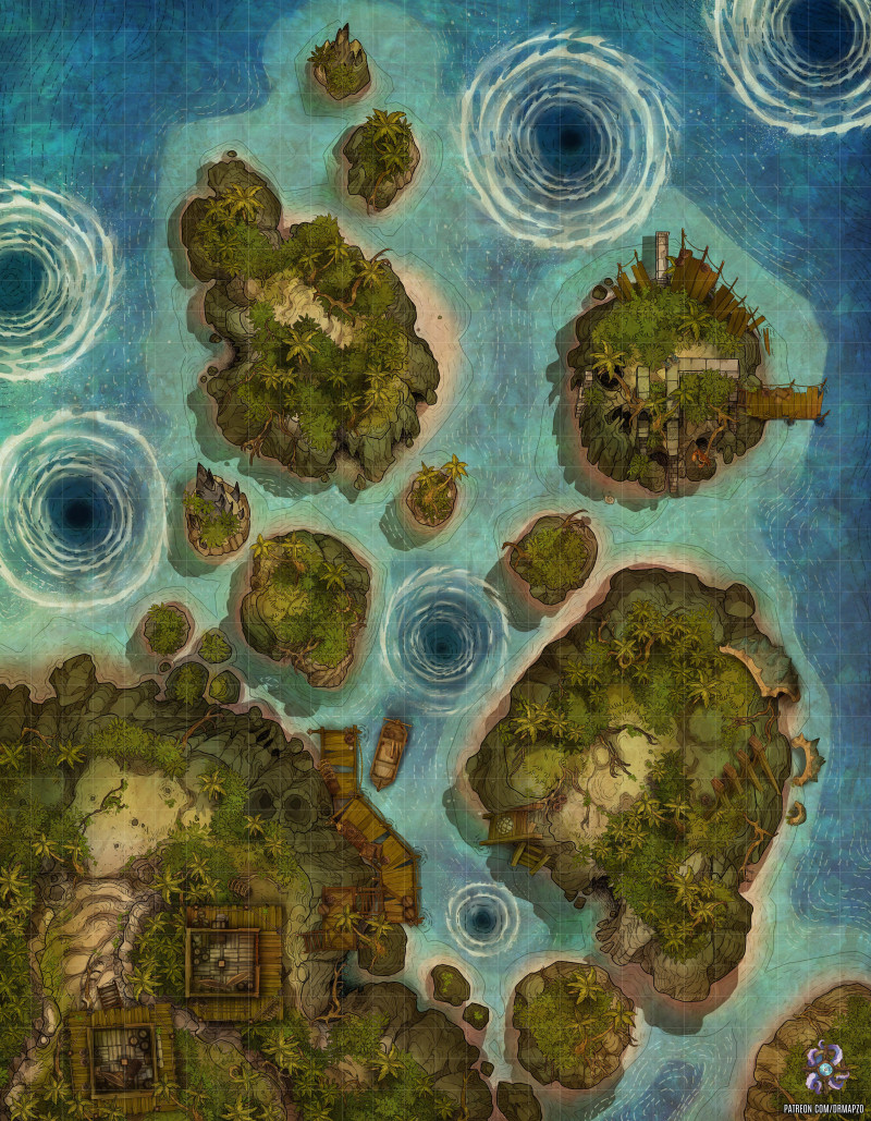 Whirlpool Island Battle Map 28x36