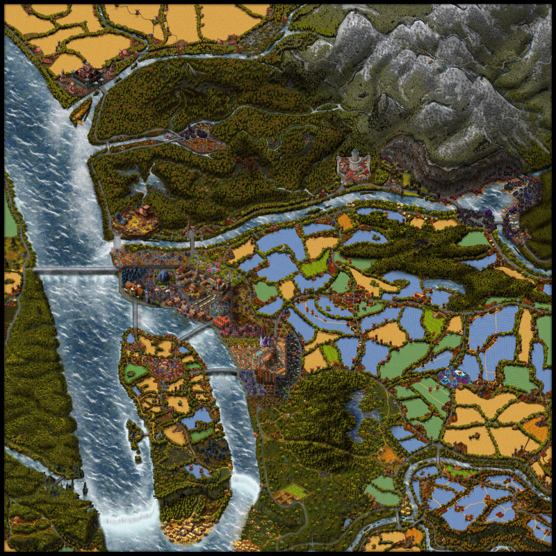 An extremely zoomed in section of a zoomed in section of my overall parchment world map. Converted to a regional map aesthetic to better show details.