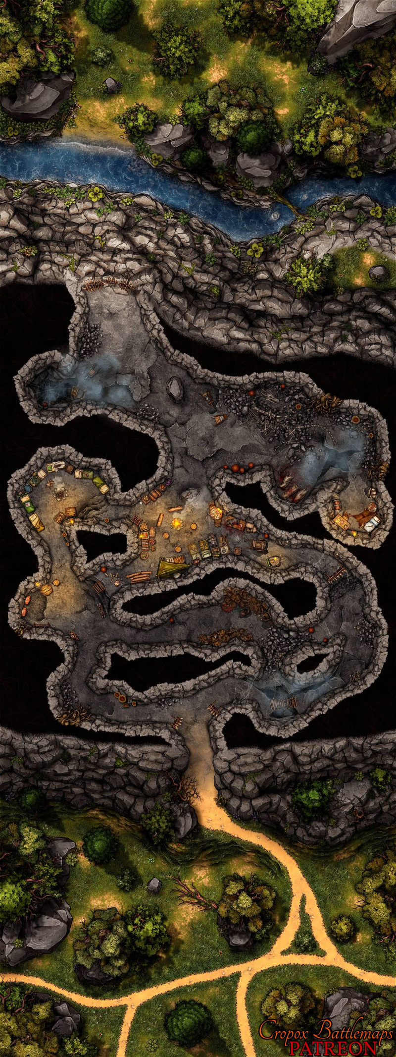 Mountain Pass Cave 30x80 battle map