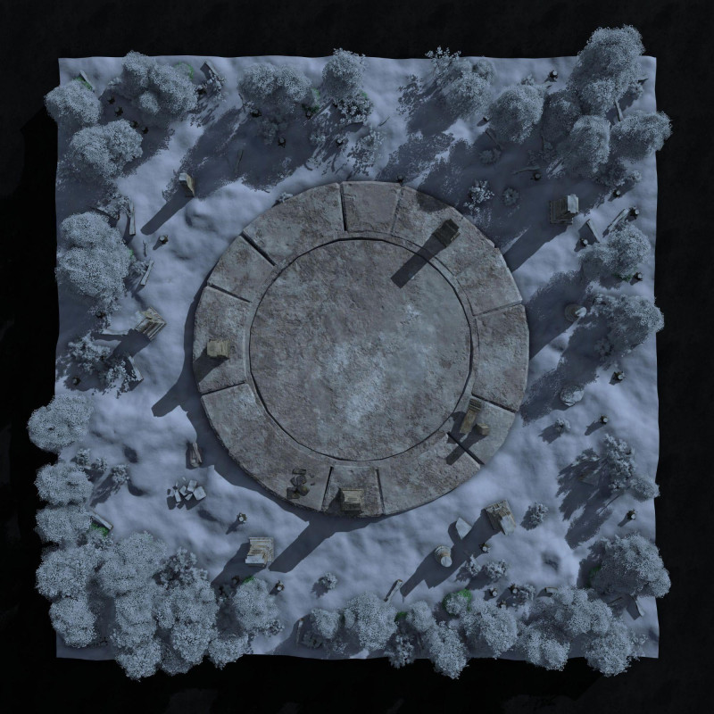 Winter Arena — a free gridless battlemap [Day & Night versions]