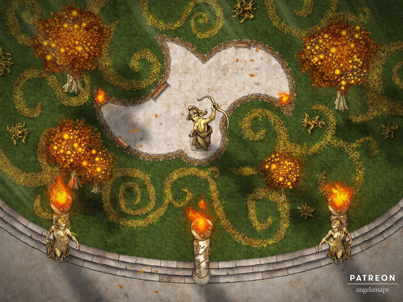 Hunter’s Garden [battlemap] from Angela Maps - What trouble will you get up to in this beautiful garden? 3 versions! [animated] [art]