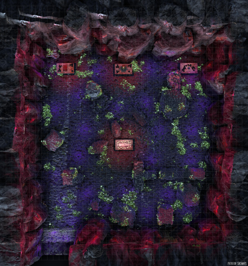 Ruins of The Temple of Rot (42x45) - Three rituals must be performed to bring back The Dark One. Will you be the one to perform them, or will you stop others from doing so? [Free day/night maps + hundreds more freebies]