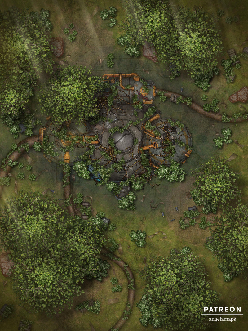 Tech Ruins [battlemap] from Angela Maps - 3 versions! [art]