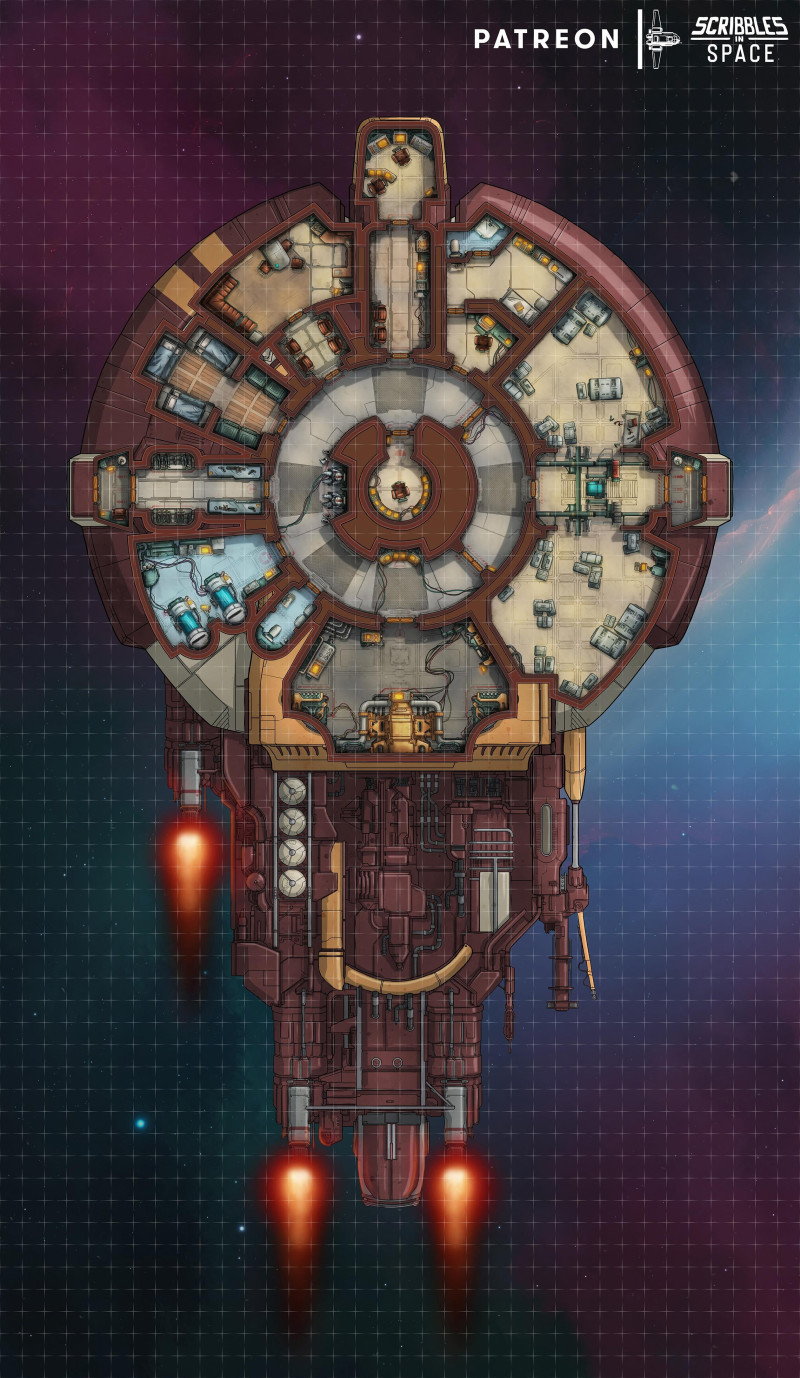 The Lunataspis – Horseshoe Crab-Inspired Freighter | Sci-Fi Battlemap (36x62)