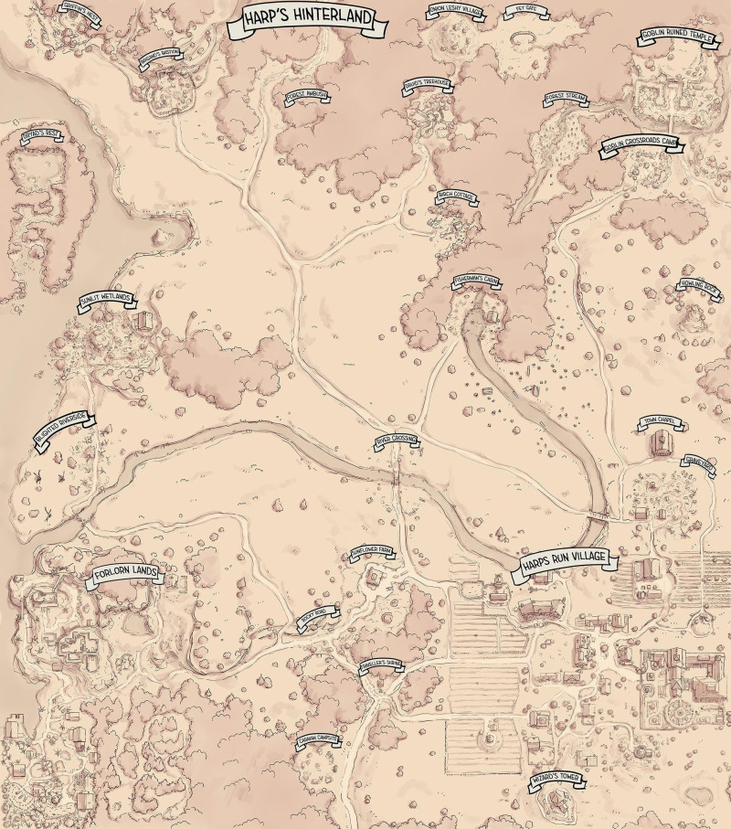 Harp's Hinterland Region Map