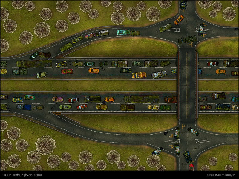 “Back then, everyone tried to leave the city at the same time - how are we supposed to get through this traffic chaos?” [three different biomes: snow, desert and green with different traffic situations] [60x45]
