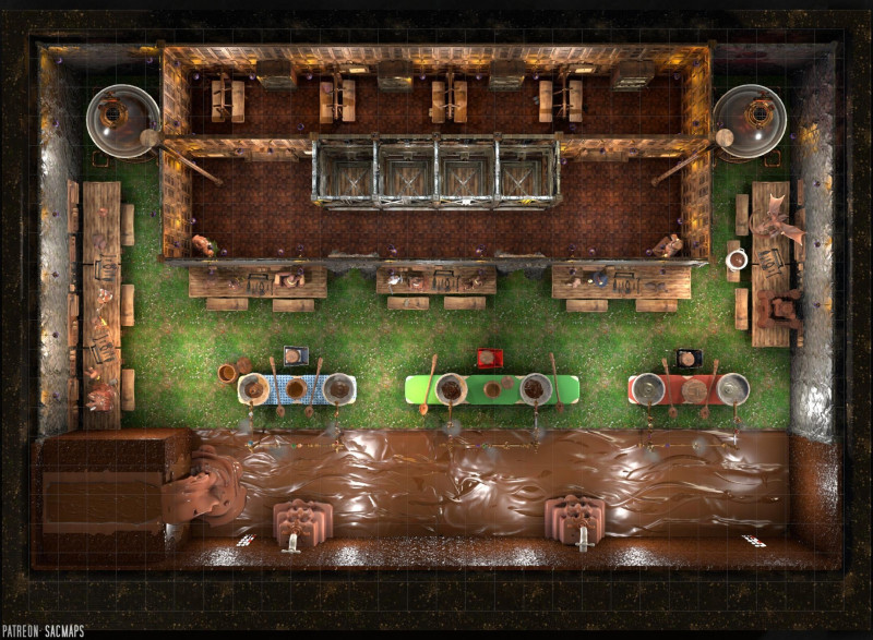 Welcome to the Chocolate Cakery - a place of pure chocolate and joy! Just don't go poking around the Factory Floor... got it? {The Chocolate Cakery (30x22) - Free day & night maps plus hundreds more!}