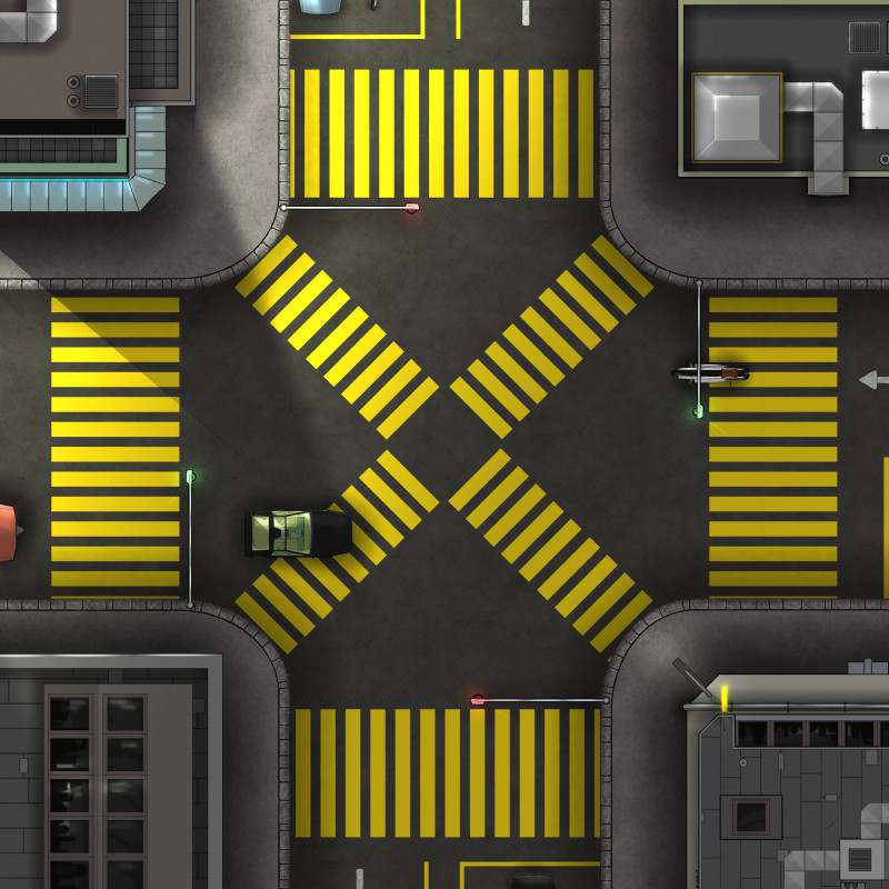City Crossroad (Day, and Destroyed version) [Modern] [No Grid]