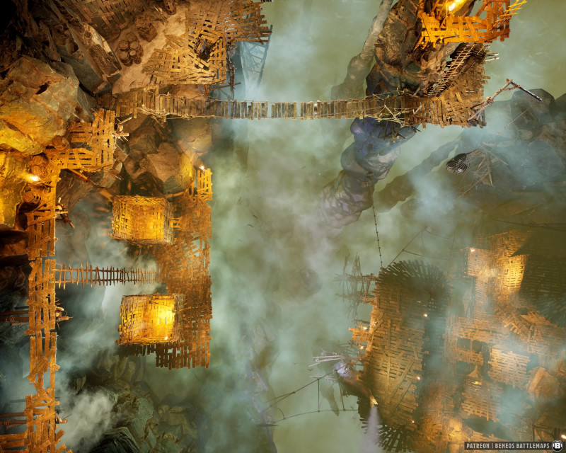 Goblin Town | [Animated Battlemap] [40x32] [100px per Square] [Gridless] [3D Rendered] [OC] | Beneos Battlemaps