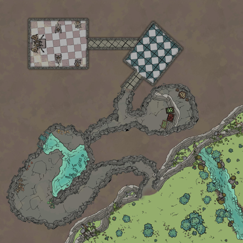 Small Cave into small dungeon 150 ppi 25 w x 25 h. A safe place. Equally  Bright