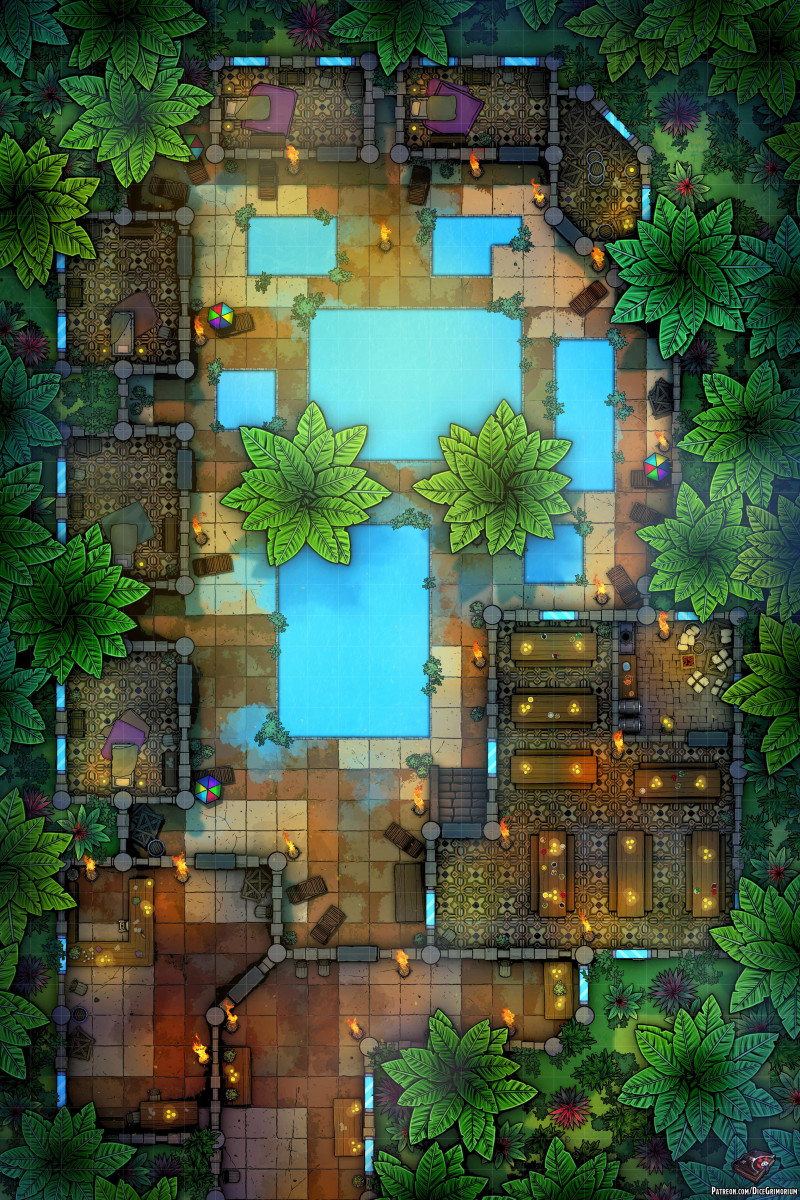 Tropical Retreat Battle Map 26x39