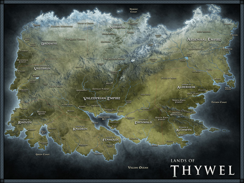 [OC] The Lands of Thywel (Free Map + Unlabeled Versions) (No AI)