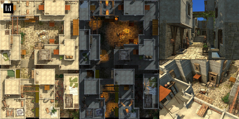 map set: HIDDEN SIDE ALLY - merchant of secrets, 16x24 (day/night in several levels & "merchant placable" & visuals)