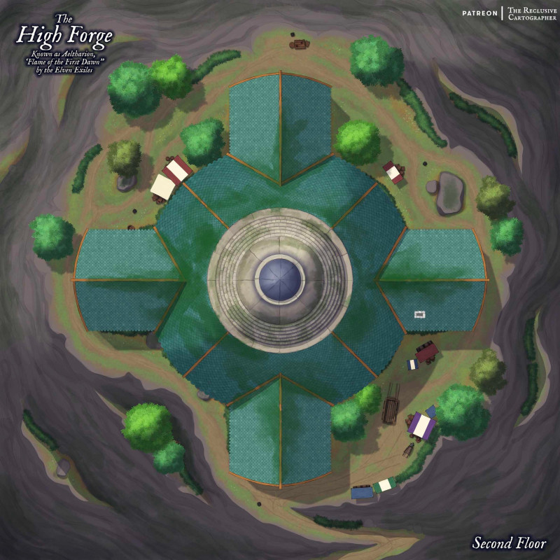 High Forge - Dungeon Map - RC - 48x48 - Drawn in Procreate and PS