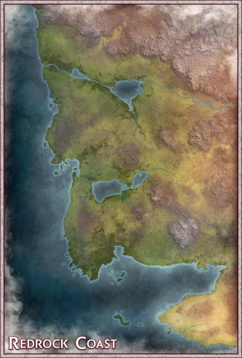 The Redrock Coast - Free customizable region map (No AI)
