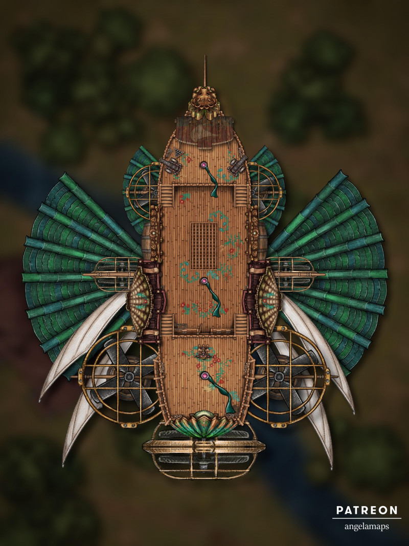 The Kukka Airship [battlemap] from Angela Maps - What classic quest sent your adventures to the sewers? 2 versions! [animated] [art]