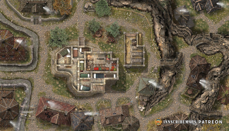 City Tavern on a cliff with an exquisite terrace view. Welcome to Stonehaven Rest: built for a quiet night's sleep, or a chaotic bar fight.