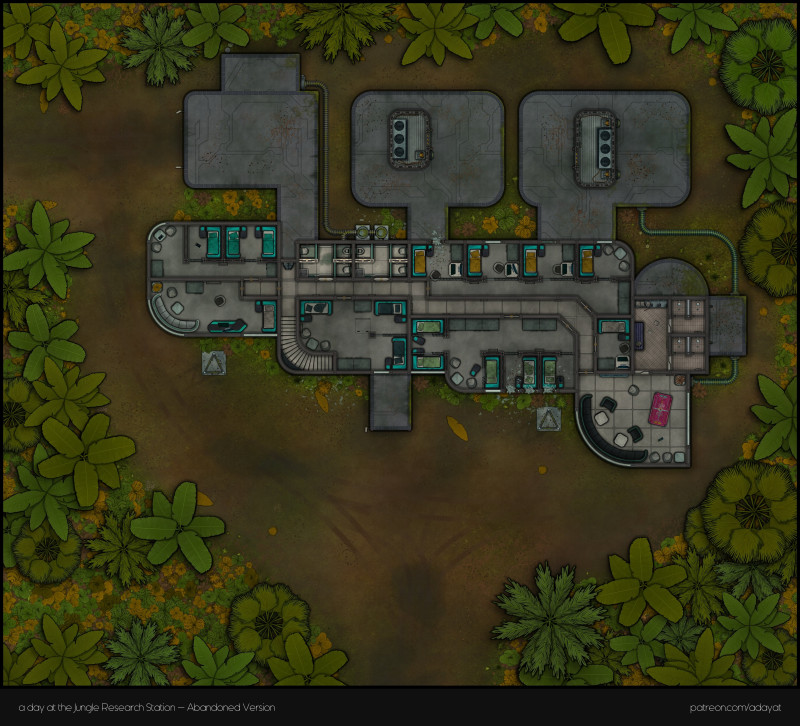 The abandoned Jungle Research Station [Sci-Fi | 43x39 | abandoned version | 4 Level | + Floorplan Handouts]