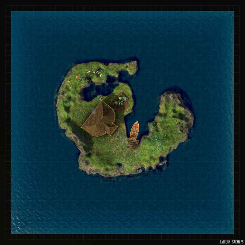 Your players aren't silly enough to harass the retired adventurer living a peaceful life here, are they? Fisher's Isle (44x44) - free day & night maps plus hundreds more!