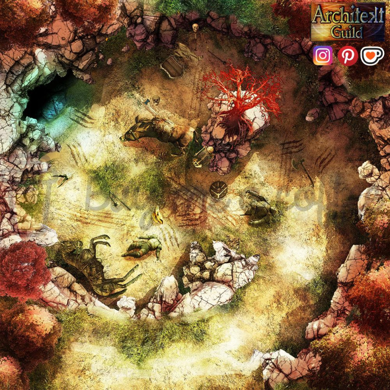 Crimson Woods 🍂⚔️ (fantasy rpg encounter map grid+gridless)