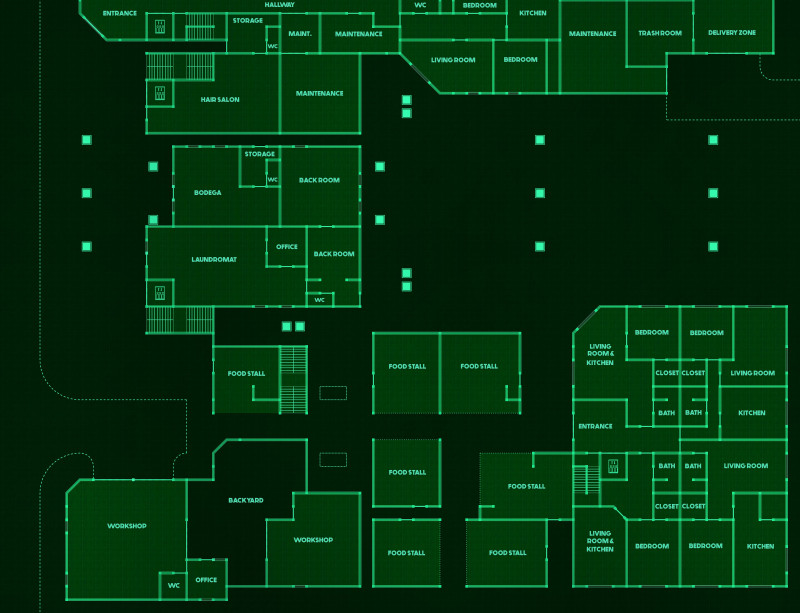 Just wanted to share are all free map releases I made for my cyberpunk-y streets content pack: Slums & construction [aband.], Bridge & Garage [modern] [48x29] + Night market [60x48, modern] & Casino [70x62, modern] & Corporate Plaza [60x77, modern] in the
