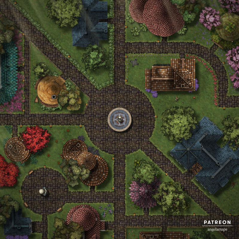 Town Square [battlemap] from Angela Maps - 4 versions! [animated] [art]