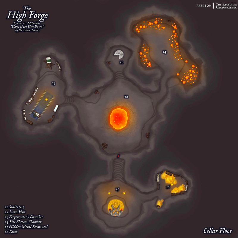 High Forge - Dungeon Map - RC - 48x48 - Drawn in Procreate and PS
