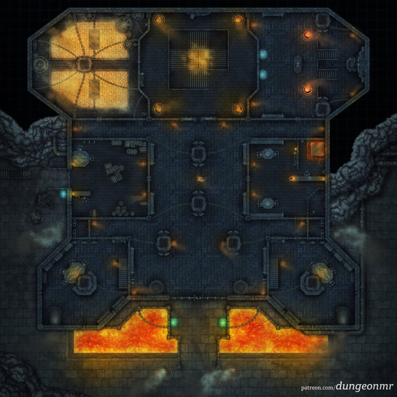 Ashenforge Crucible — 40×40 Duergar Forge Temple (First Floor, Hall of Ashen Vigil)