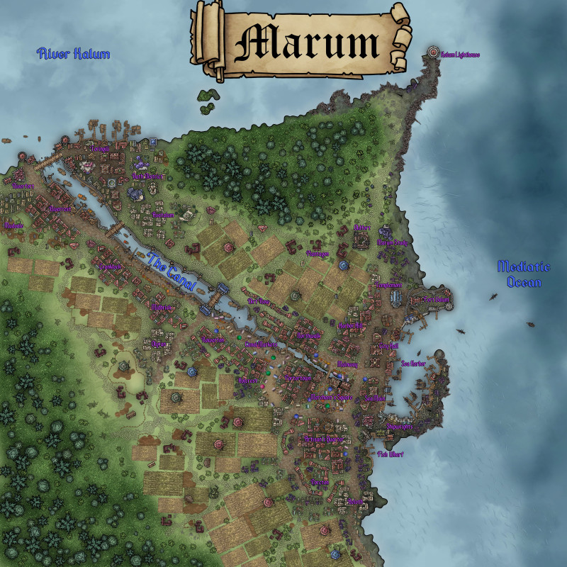 Ocean City Maps - Homebrew Campaign - Free Isles Cities: Dmiro, Marum, Swifton