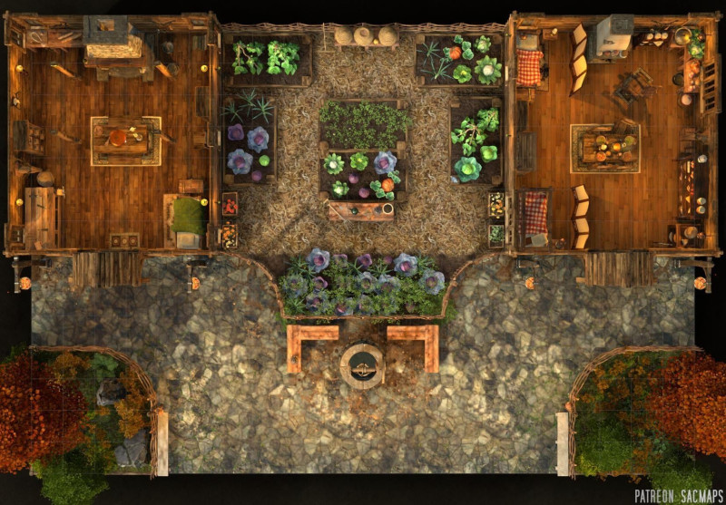 THE HAMLET (23x16) - In such a small and remote place, crime and punishment is dealt with at the local level. Murderhobos beware. (Free day & night maps plus over 1,250 more free maps!)