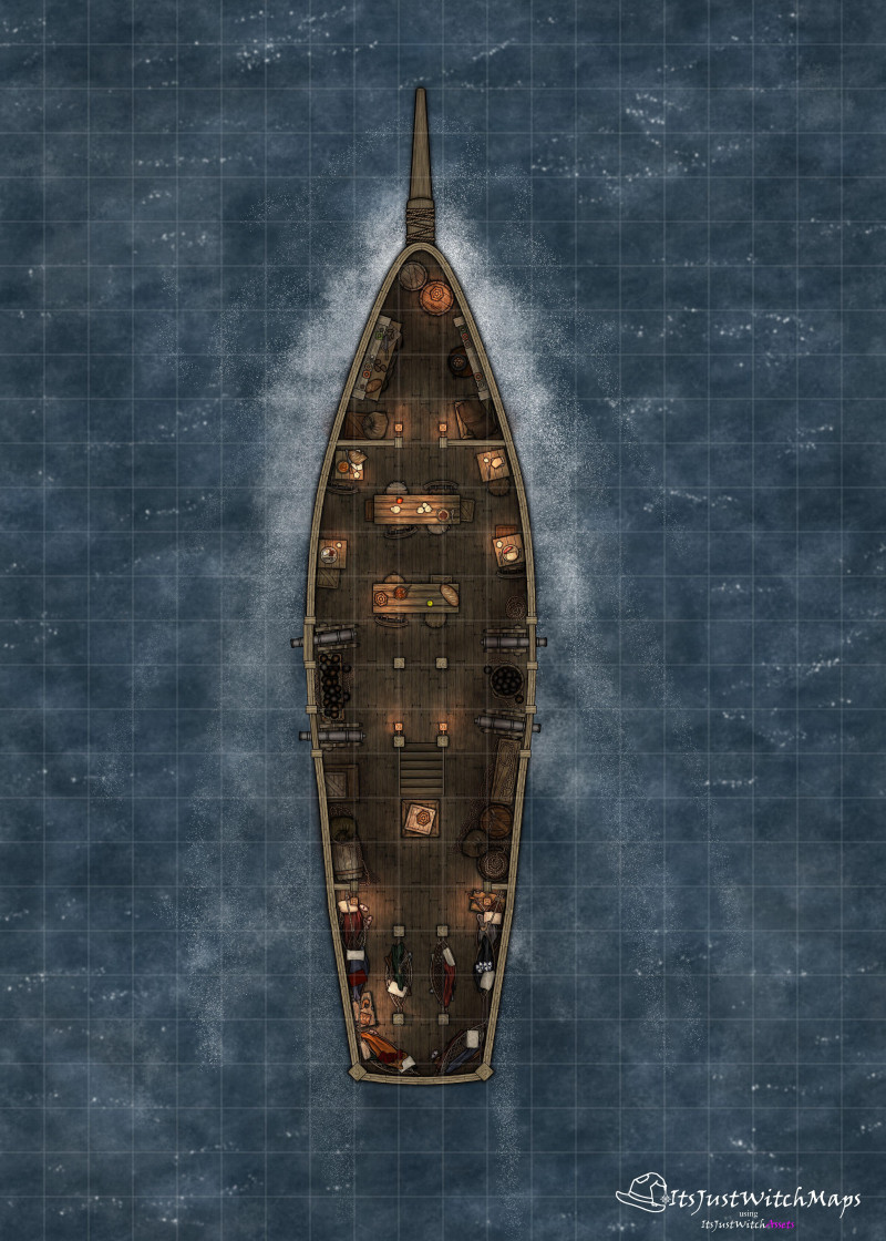 FREE Ship map upper/lower decks + captain's quarters 20x28 200 dpi