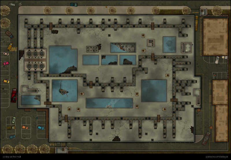 a day at the mall [75x52] [abandoned / apocalyptic version] – Ground Floor, Upper Floor, Roof & Handouts
