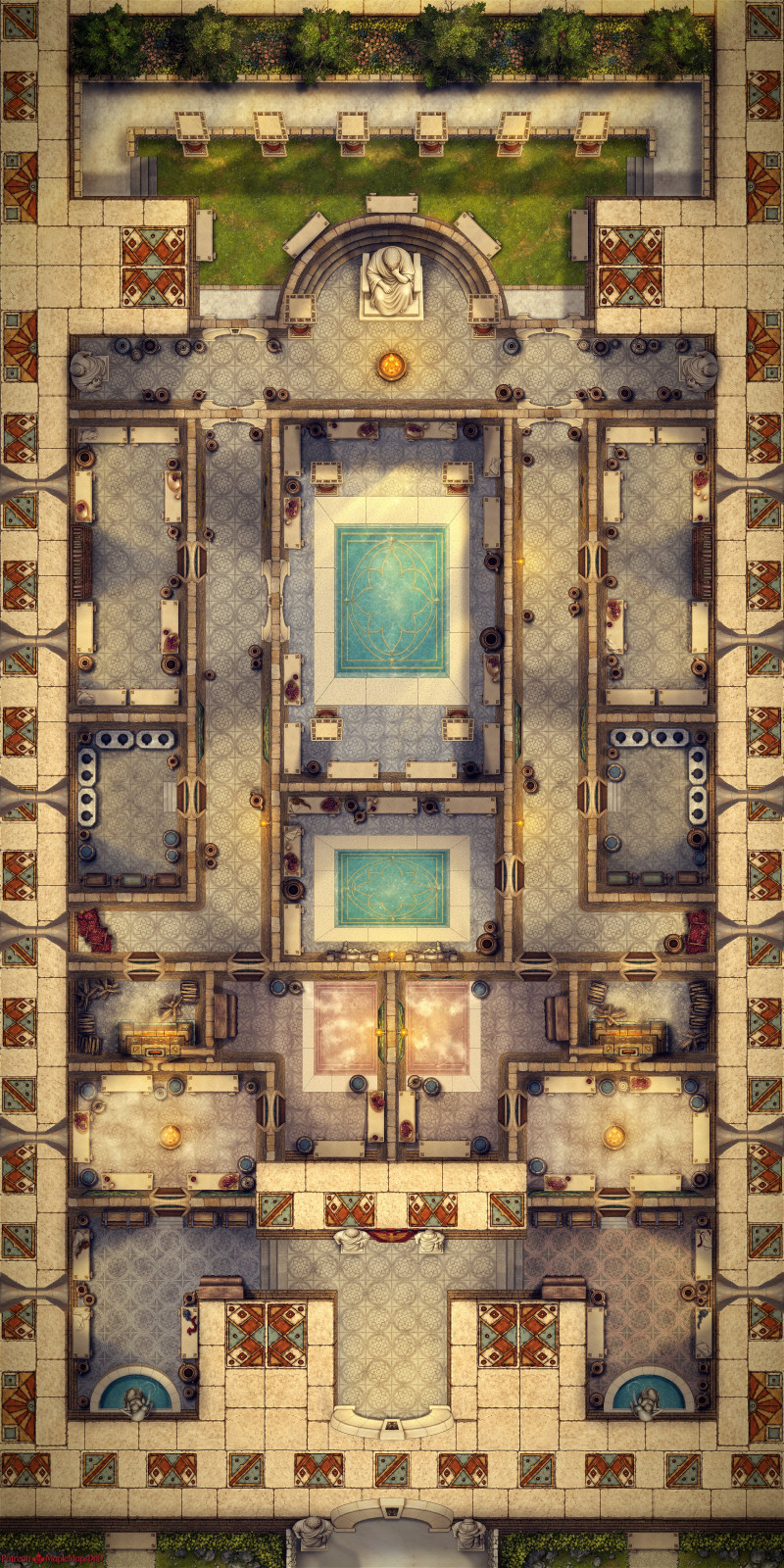 Historically Accurate(ish) Ancient Roman Bathhouse by MapleMapsDnD | [Battle Map] [No AI] [OC] [Art]
