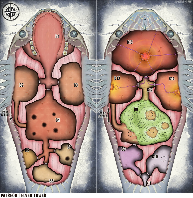 Inside the Wind Fish! Top-View and isometric dungeon maps