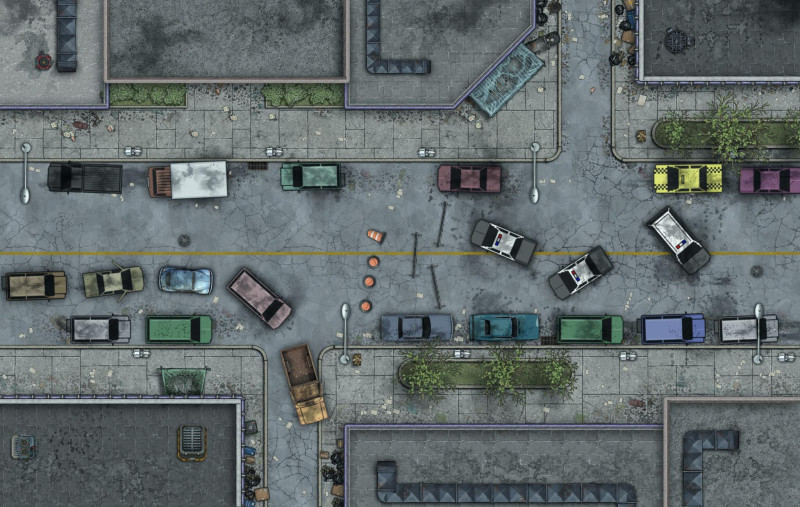 Postcards from the Zombie Apocalypse - Main Street Police Blockade