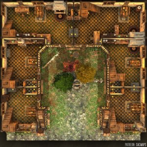 COURTYARD HOUSES (22x22) - 6 multilevel houses + courtyard - Free day & night maps, plus hundreds more free maps!