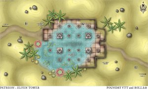 Map 877 - Half-Submerged Temple -- Encounter Map