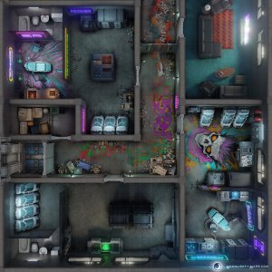 [OC] Does your party need a Hideout? M01b Netrunner Rooms are an ideal spot for a modern hideout! [25x25]