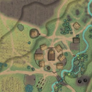 Village/Hamlet/Town siege map for a wargaming scenario (68x68)