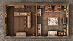 [OC][Art] The Buttered Whisk - Cozy Halfling Bakery (Static + Animated 4K VTT Maps, Free Download!)