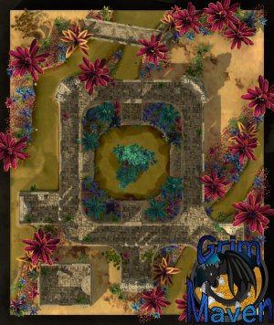 "Reclaimed Temple" (27x32) the desert tried to claim it. Something else claimed it first.