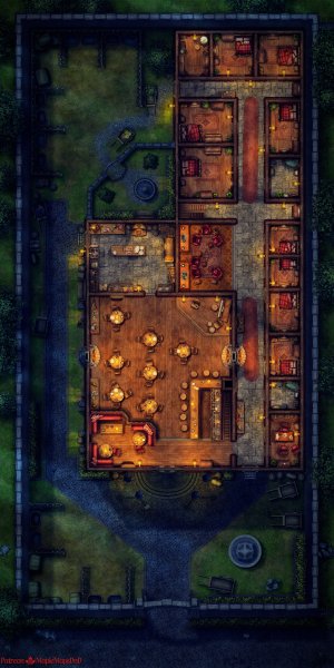 The Bordello Inn (4 floors, day and night) by MapleMapsDnD | [Battle Map] [No AI] [OC] [Art]