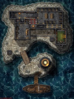 Secret Prison Island [40x53] [Battle Map] [No AI] [OC] [Art]