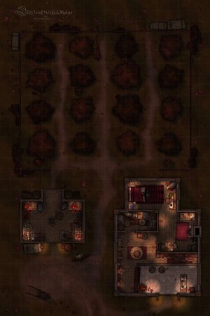 Free Apple Orchard Battlemap 20x30 Day/Night, Autumn, Basic, Horror Versions