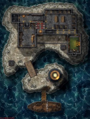 Secret Prison Island [40x53] [Battle Map] [No AI] [OC] [Art]