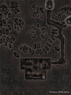 Church of Barovia & Graveyard Battlemap | DM Andy Maps | 30x40 | Exterior, Interior, Underground